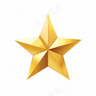 金色五角星卡通免抠