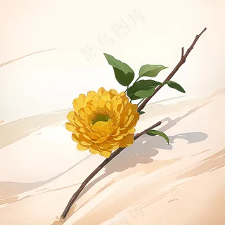 白色黄色手绘新中式风格花植物46 白色黄色手绘新中式风格花植物46