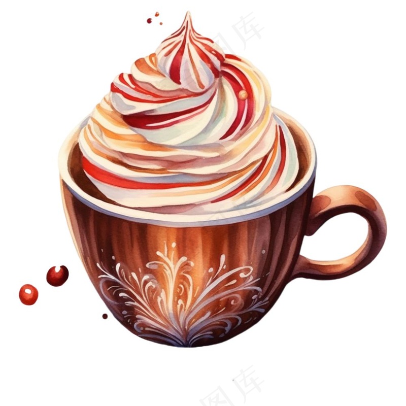 摩卡拿铁咖啡奶油卡通插画免抠