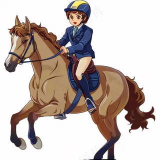 骑马马术人物卡通插画免抠