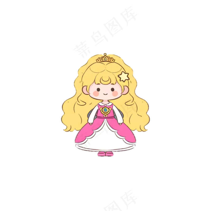 可爱Q版公主卡通女生-免抠透明底 (2)