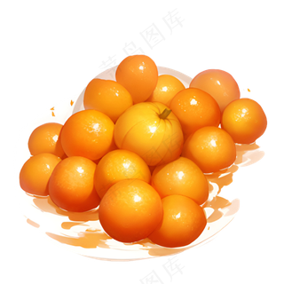 橙色 手绘 橙子 免抠 素材20