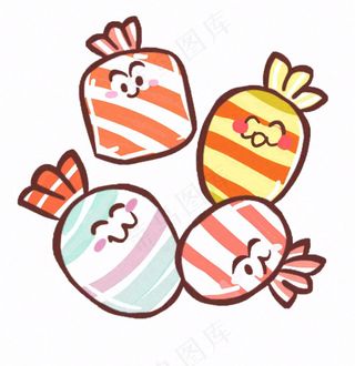 糖果甜彩色卡通插画免抠