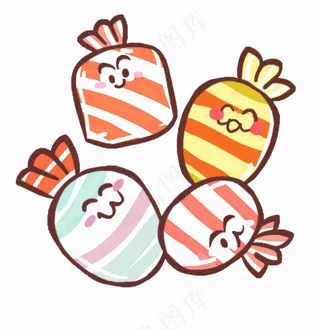糖果甜彩色卡通插画免抠
