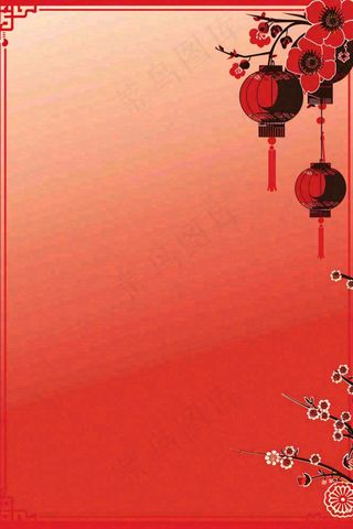 新年灯笼梅花红色新春喜庆节日背景