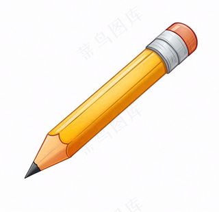 铅笔黄色学习工具卡通插画免抠