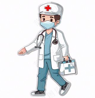 医生提着药箱医疗人物卡通插画免抠