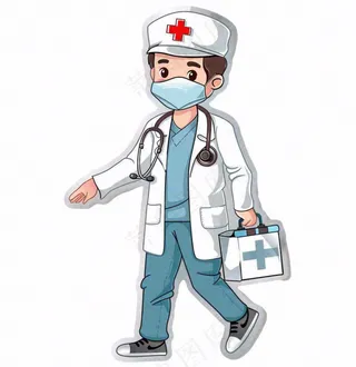 医生提着药箱医疗人物卡通插画免抠