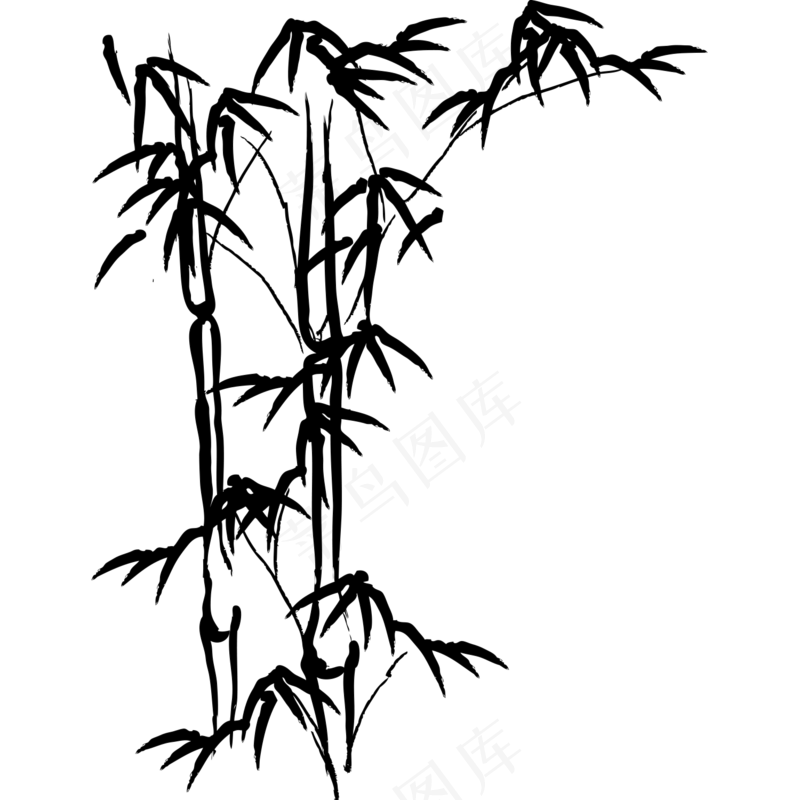 中国风水墨竹子图片古风竹叶竹林水彩手绘插画PNG免扣设计