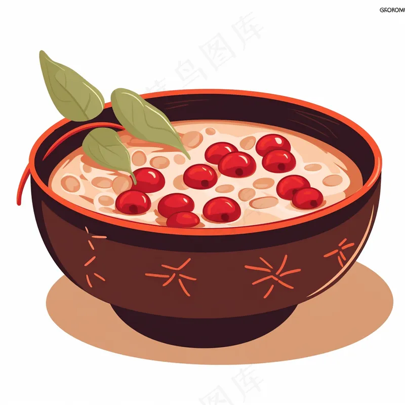 腊八粥食物卡通插画插图背景(3072x3072)