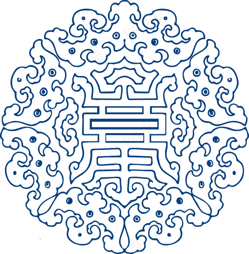 古代青花瓷图案花纹中国风图案祥云纹理传统图腾矢量AI设计免扣素材