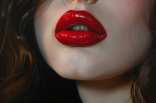 时尚红唇美女性感妆容摄影图