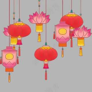 元宵节彩色赏花灯