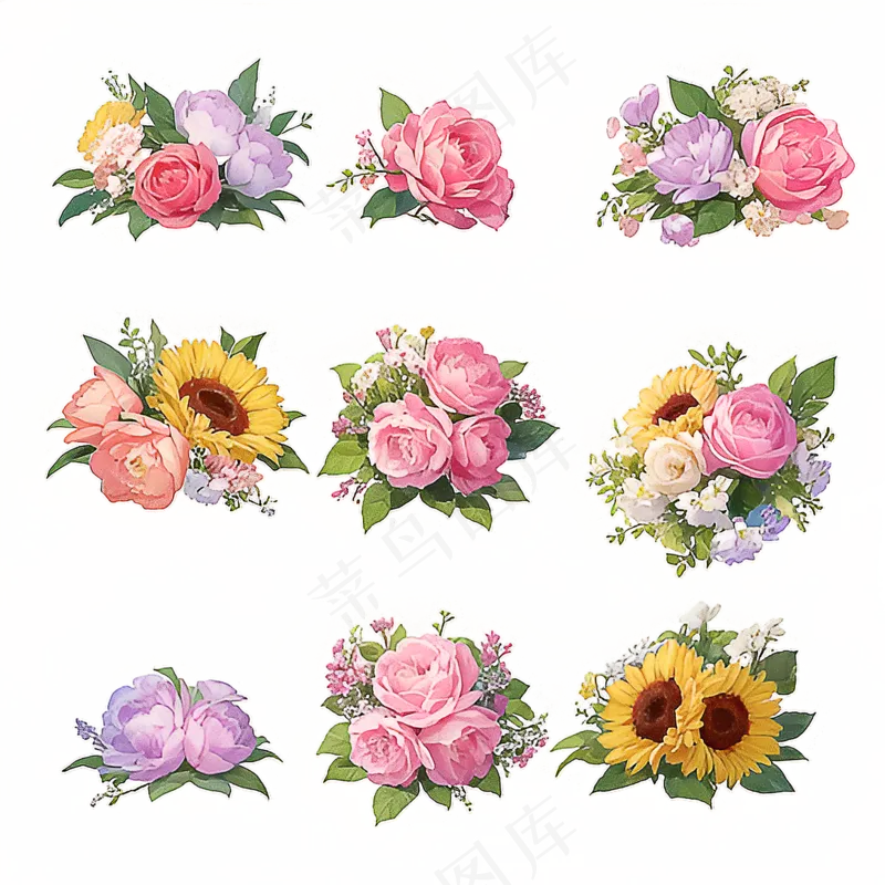 红色黄色粉色玫瑰花免抠素材163