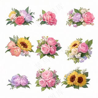 红色黄色粉色玫瑰花免抠素材163