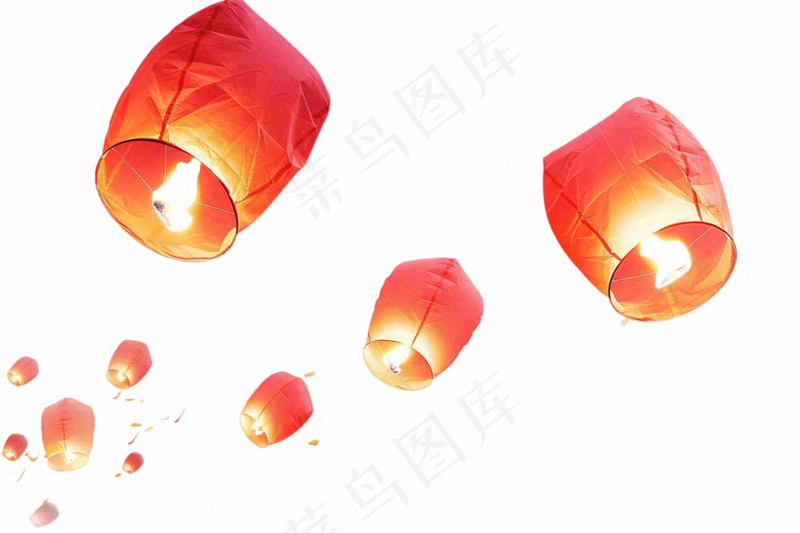 孔明灯祈福放灯中国习俗免抠(1344x896)
