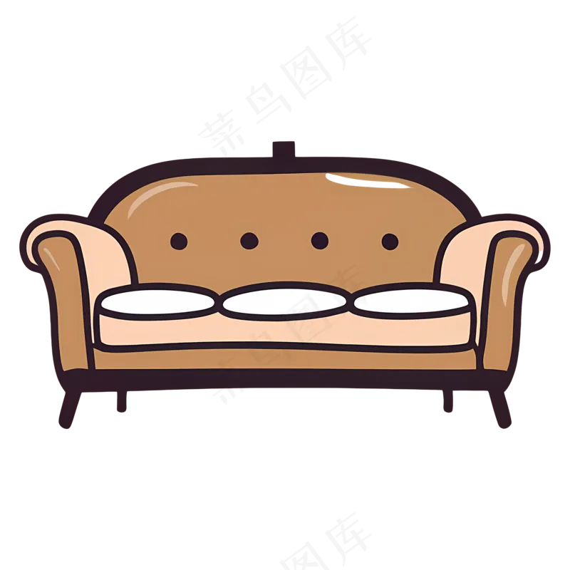 免抠卡通双人复古沙发