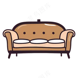 免抠卡通双人复古沙发