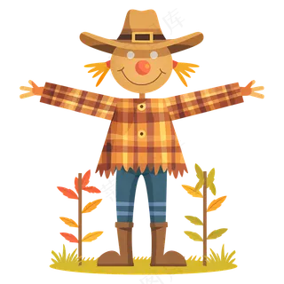 免扣卡通田野稻草人