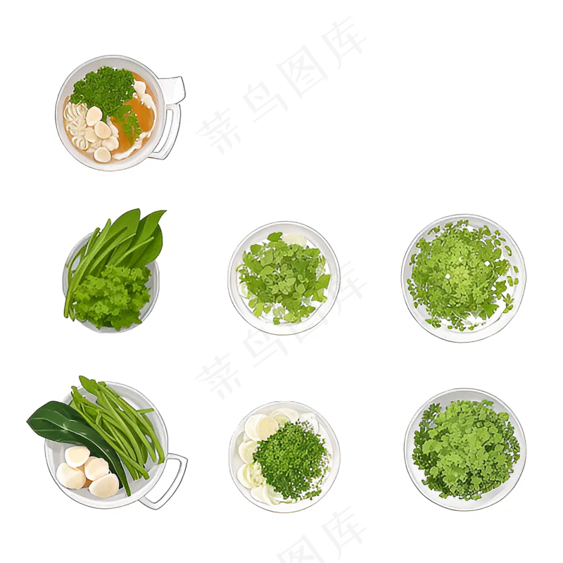 绿色手绘水果养生菜免抠素材123