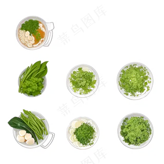 绿色手绘水果养生菜免抠素材123
