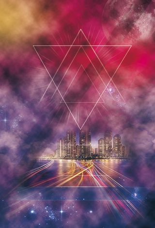 炫彩朦胧迷醉城市酒吧背景