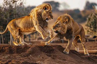 狮子雄狮动物非洲大草原保护动物摄影图