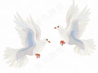 飞鸽白鸽和平鸽鸟卡通插画免抠