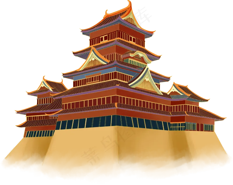 国风鼓楼宝塔素材2psd模版下载