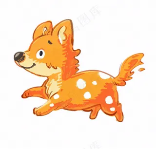 快乐小狗柯基柴犬卡通插画免抠