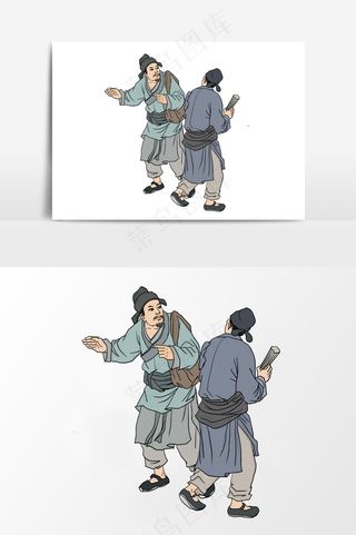 插画丨国风人物丨寒暄者002丨PPT插图