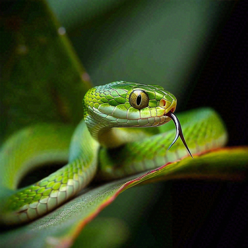 蛇青蛇绿色爬行动物毒蛇摄影图