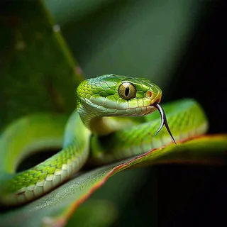 蛇青蛇绿色爬行动物毒蛇摄影图