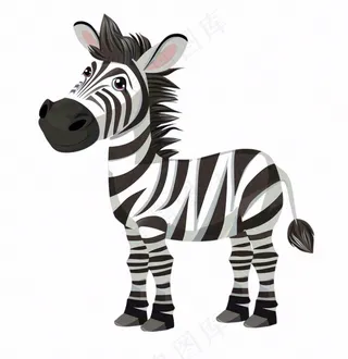 斑马黑白动物卡通插画免抠