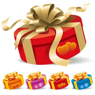 红色礼物包装盒矢量免扣AI素材