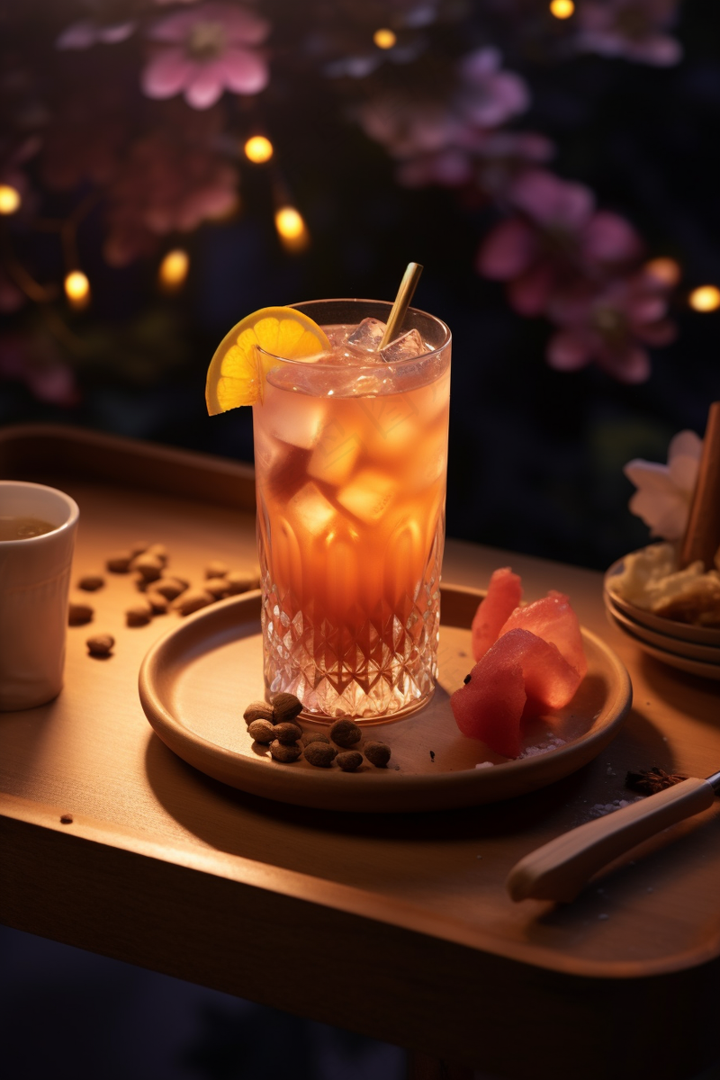 鸡尾酒调制气泡果酒冰块饮料摄影图