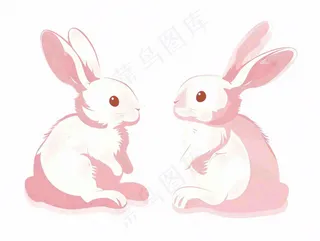 小白兔动物卡通插画免抠