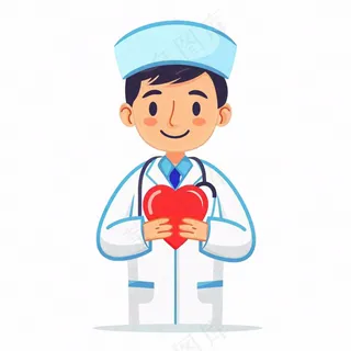 医生手捧着红色爱心医疗人物卡通插画免抠