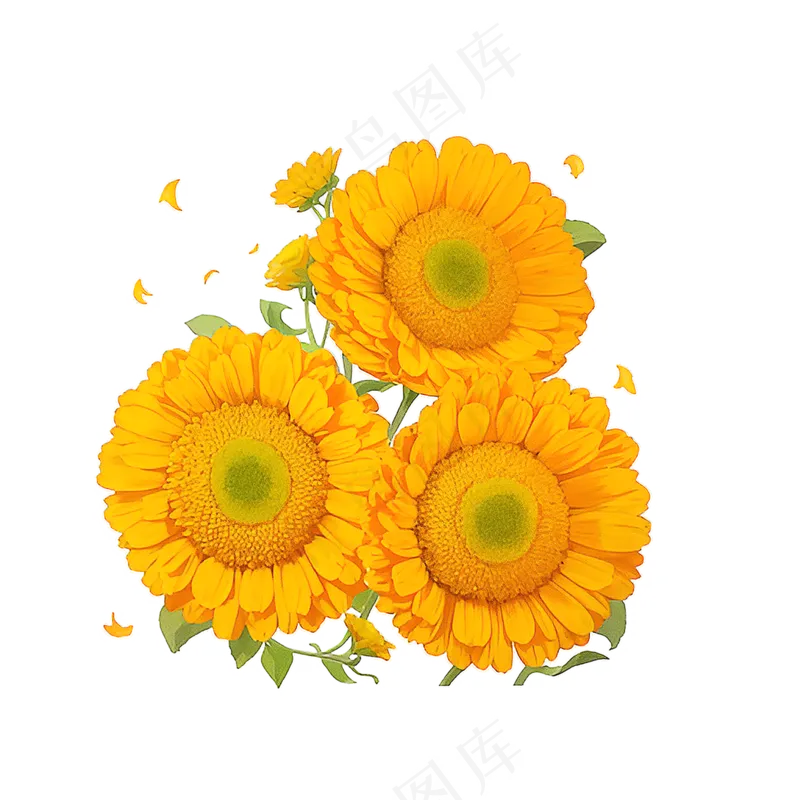 黄色向日葵花朵免抠素材33