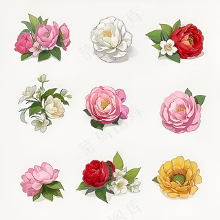 红色黄色粉色玫瑰花免抠素材161