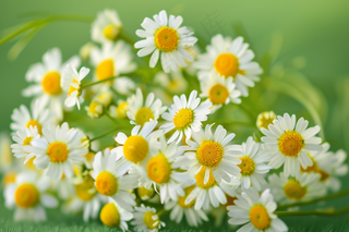 白色小雏菊花丛植物摄影图