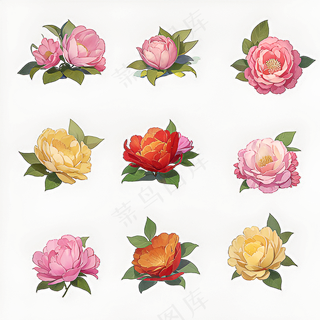 红色黄色粉色玫瑰花免抠素材183