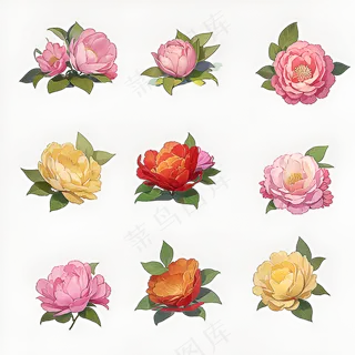 红色黄色粉色玫瑰花免抠素材183