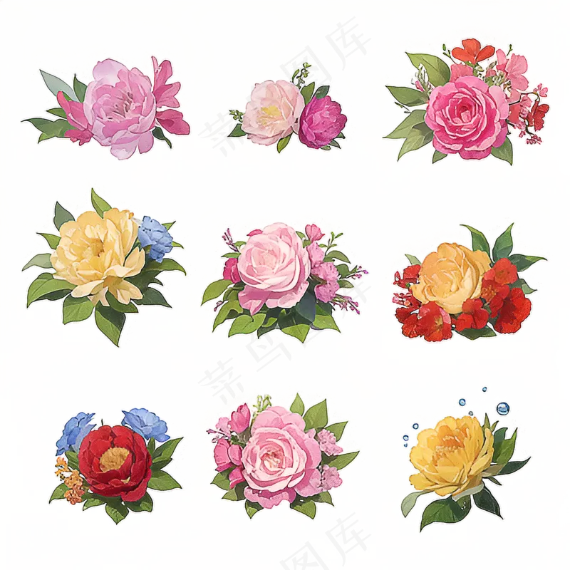 红色黄色粉色玫瑰花免抠素材25
