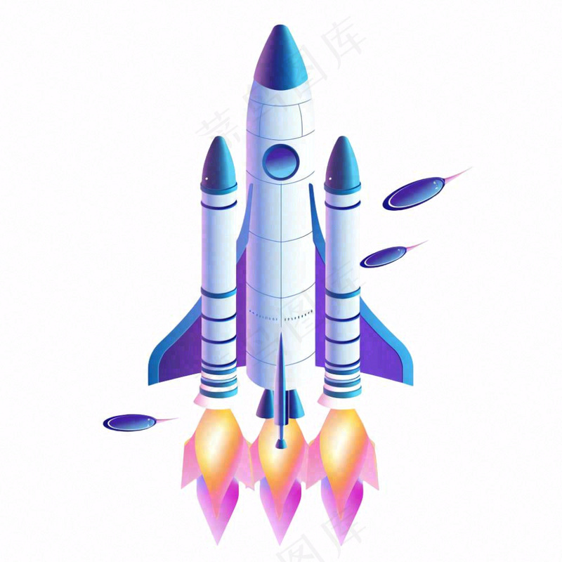 火箭太空航空卡通插画免抠(1024x1024)