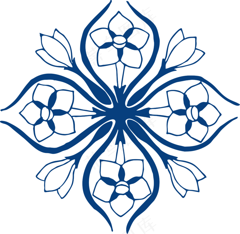 古代青花瓷图案花纹中国风图案祥云纹理传统图腾PNG免扣素材