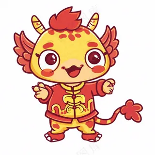 新年吉祥物龙年十二生肖动物卡通插画免抠