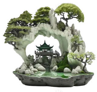 免抠假山盆景植物