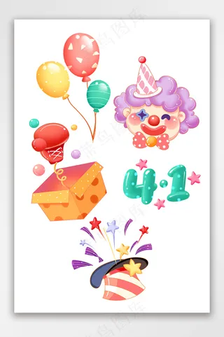 愚人节贴纸节日装饰卡通小丑玩具