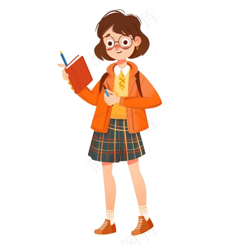 教师学生上课卡通人物插画免抠